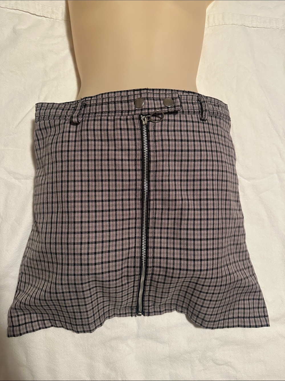 wild fable Lavender and Black Plaid Zip-Front Mini Skirt